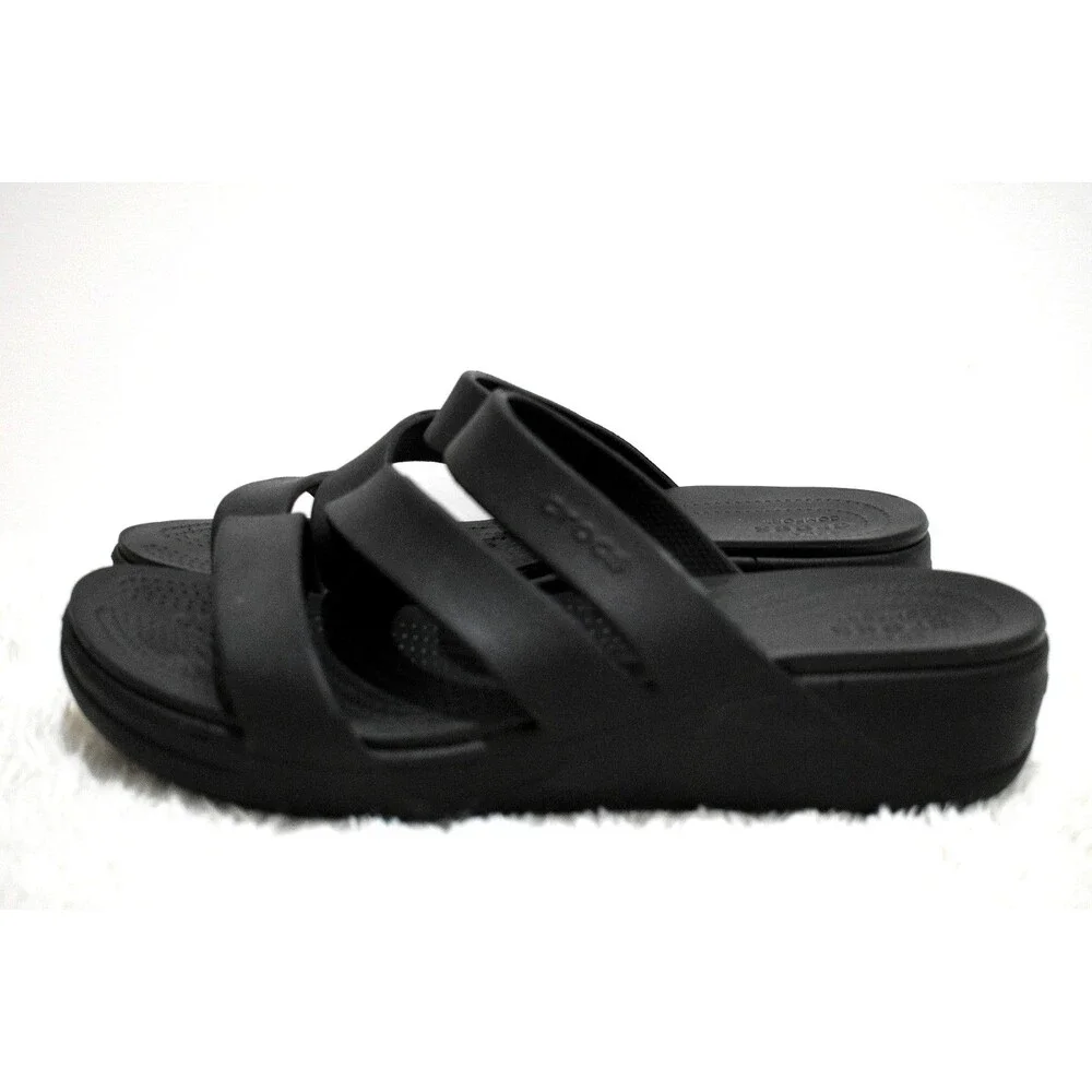 Crocs Getaway Sandal Women's Size 13 Black Triple Strap Slides Casual Shoe Flat